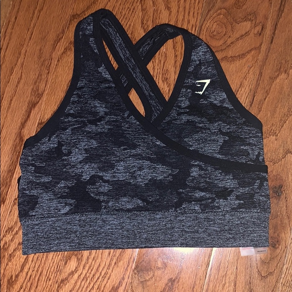 Gym shark camo sports bra